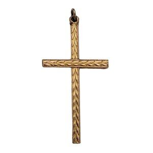 1-20 12K Gold Filled Vintage Etched Cross Pendant E920